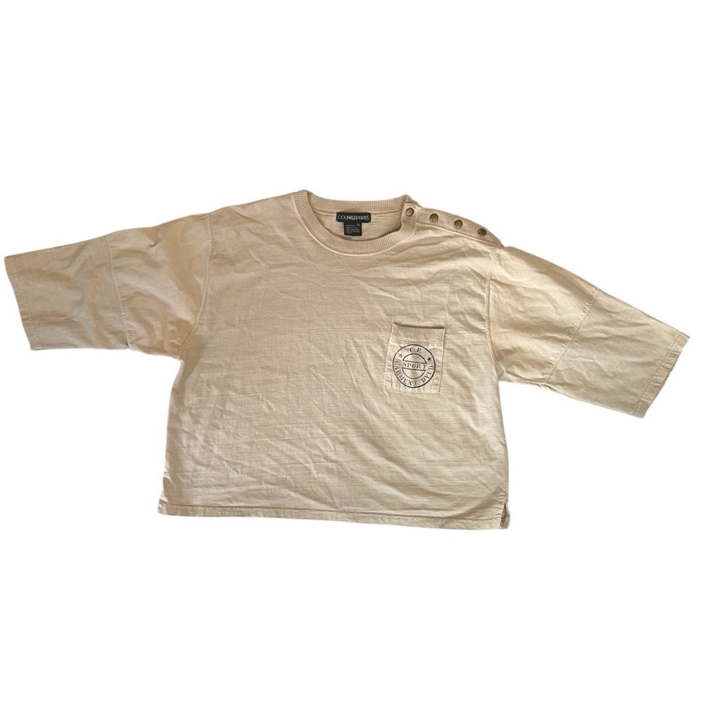 Counterparts Beige Short Sleeve Medium Tee with Button Detail